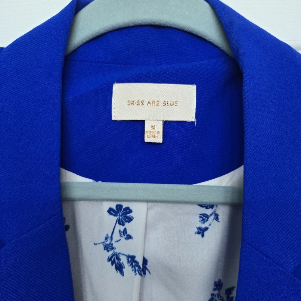 Skies Are Blue Vibrant Blue Open-Front Professional Blazer With Pockets - Picture 3 of 4